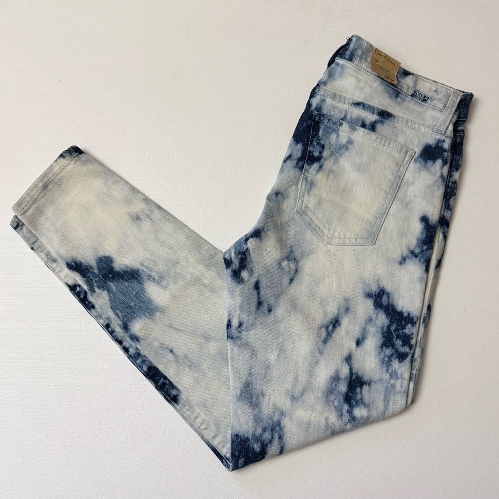 Current/Elliott Jeans Womens 26 Indigo Tie Dye Acid Wash The Stiletto White Blue